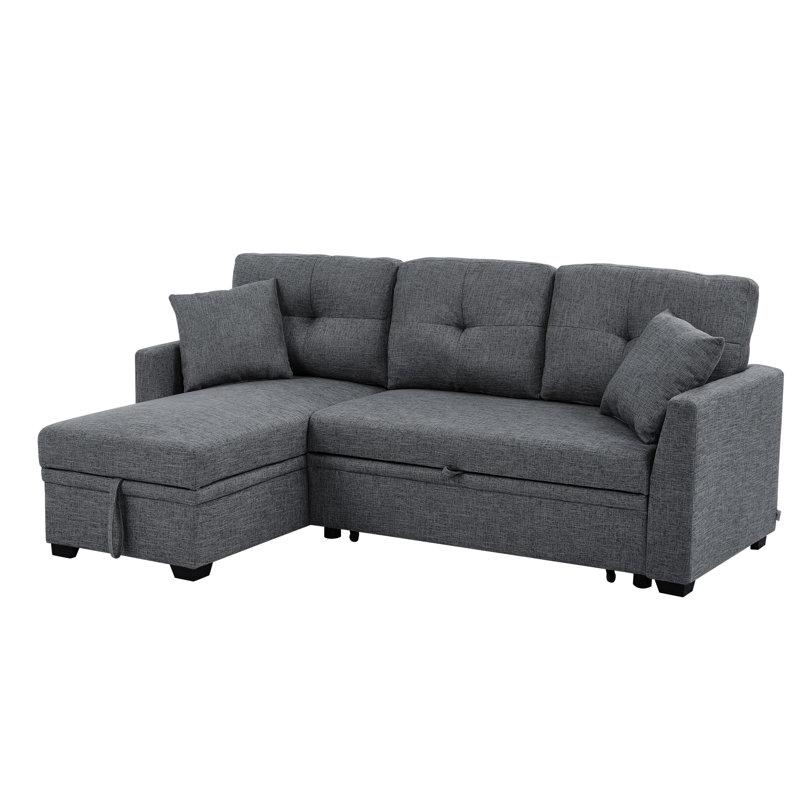 Lit escamotable, canapé-lit modulaire en L gris, tissu et coussins confortables, conversion facile, rangement dissimulé, parfait pour les petites maisons, 54 po de profondeur, 85 de largeur, 35 de hauteur, 185,4 lb