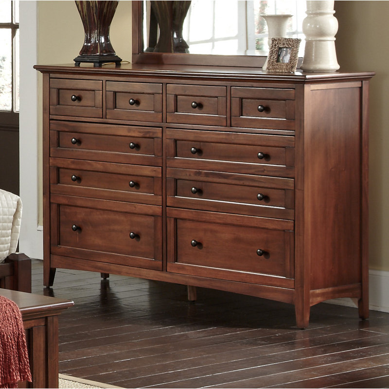 Melusina 10-drawer 60-inch Solid Wood Double Dresser, Cherry Brown