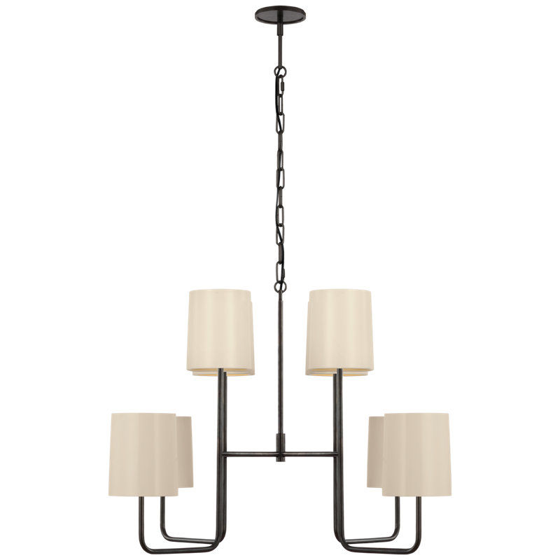 Go Lightly 8 - Light Chandelier, Ivory, Bronze