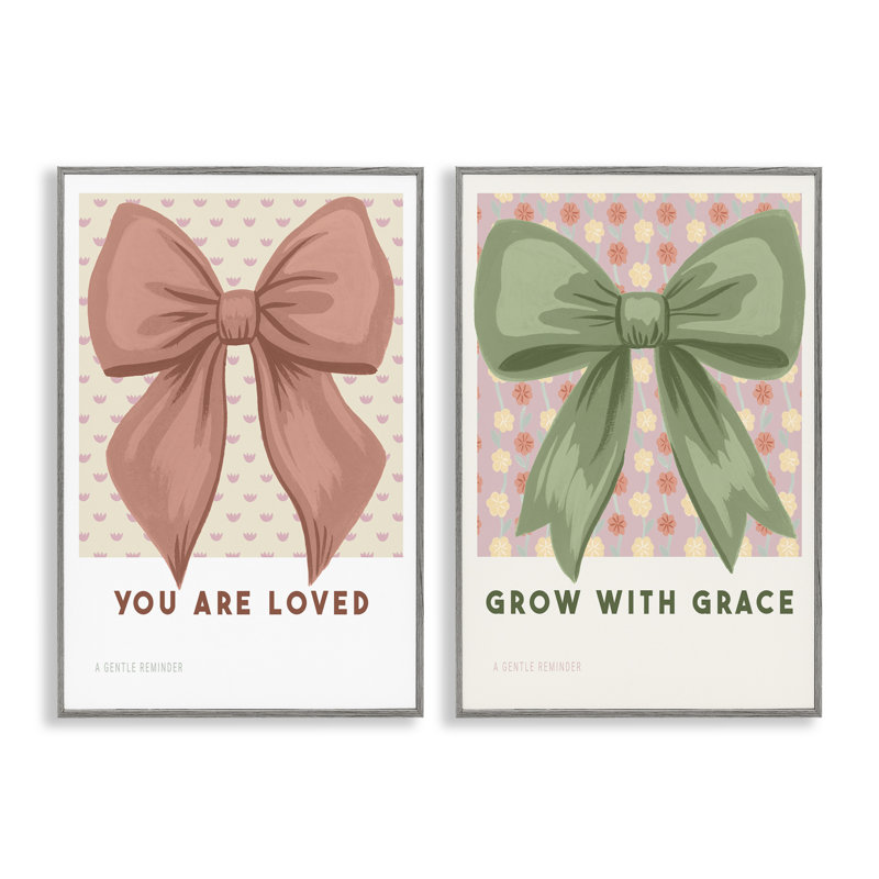 Ensemble de 2 giclées encadrées, "Inspiring messages bows", par Courtney Haley, Estampe numérique Farmhouse