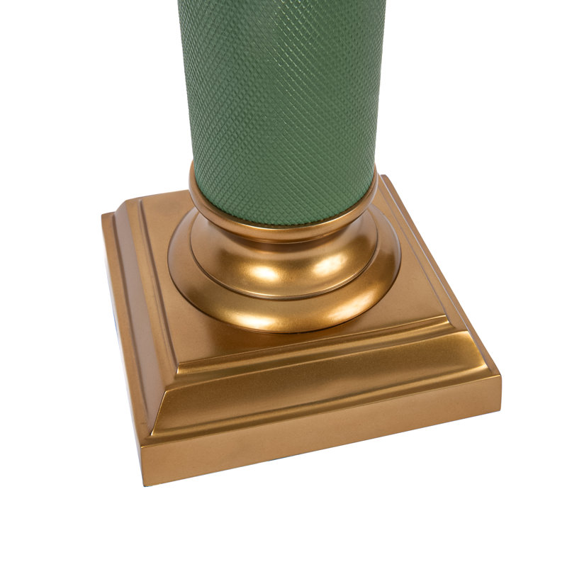 Textured Metal Column Table Lamp, Green/Bronze
