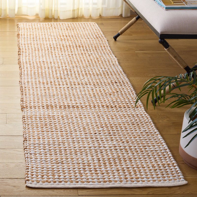Cape Cod Hand Loomed Cotton;Jute/Sisal Solid Color Rug, Runner 2'3" x 8'