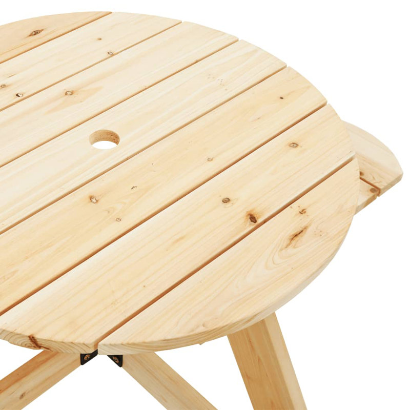 Hedvig Kids Solid Wood Round and Chair Set, Brown