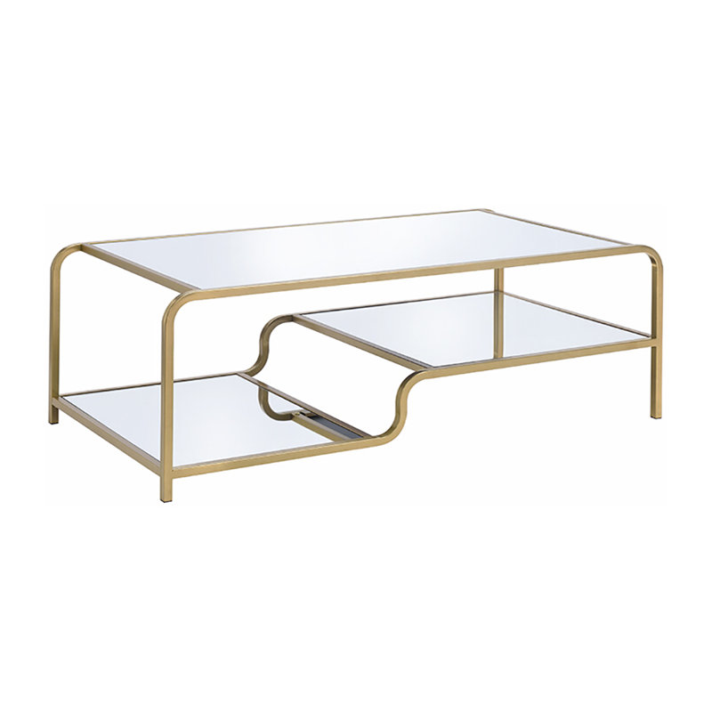 Coffee Table, Gold & Mirror