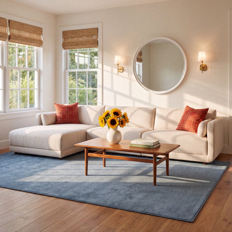 Naples Upholstered L-Shaped Sectional Left Hand Facing, Cream Polyester Blend