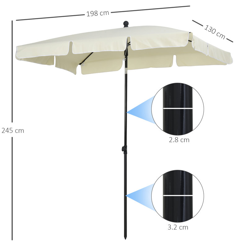 2m x 1.3m Rectangular Parasol Rosenda, Cream