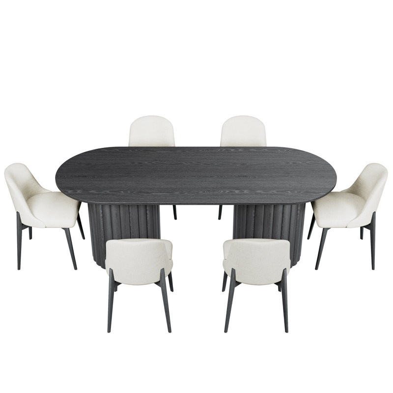 Adairsville 6-Person Double Pedestal Dining Set, Black