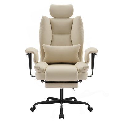 Office Chair Ergonomic 200 Kg PU Leather Computer Chair With Lumbar Support And High Backrest, Ergonomic Desk Chair With Liftable Headrest
