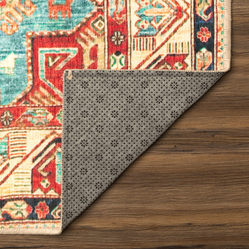 Tapis oriental turquoise repose-pieds, Rectangle 5 pi x 7 pi