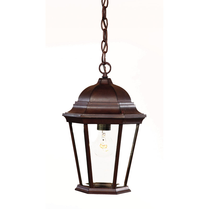 Lustre brun en métal biseauté avec abat-jour transparent