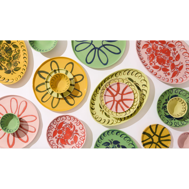 Amalfi Oval Serving Tray - Lime - 15.7" x 11", Pink