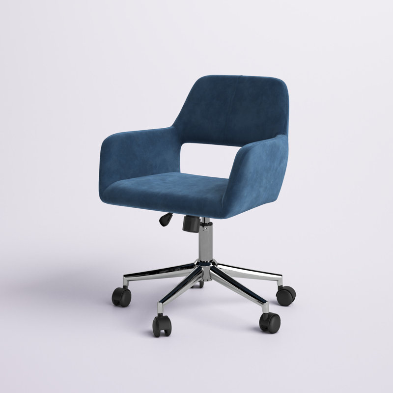 Elliana 360 Degree Swivel Task Chair with Ergonomic Design, Height Adjustable For Bedroom, Office, Velvet Saxe Blue