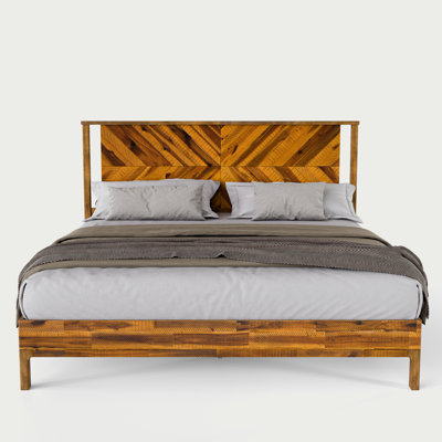 Vivian DELUXE Platform Bed Frame with Headboard – Acacia Wood