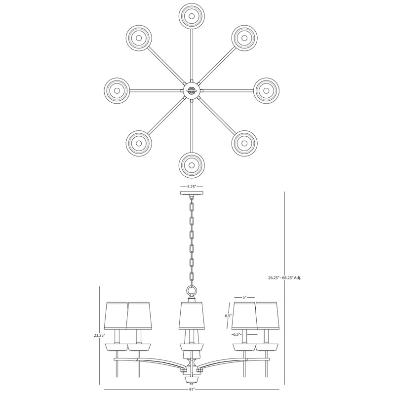 Cristallo 8 - Light Chandelier, Off White, Polished Nickel
