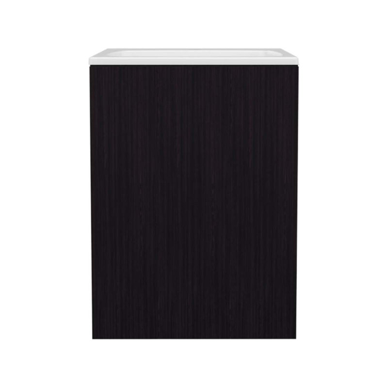 Meuble-lavabo compact en chêne naturel à 2 tablettes avec porte simple, Naturel