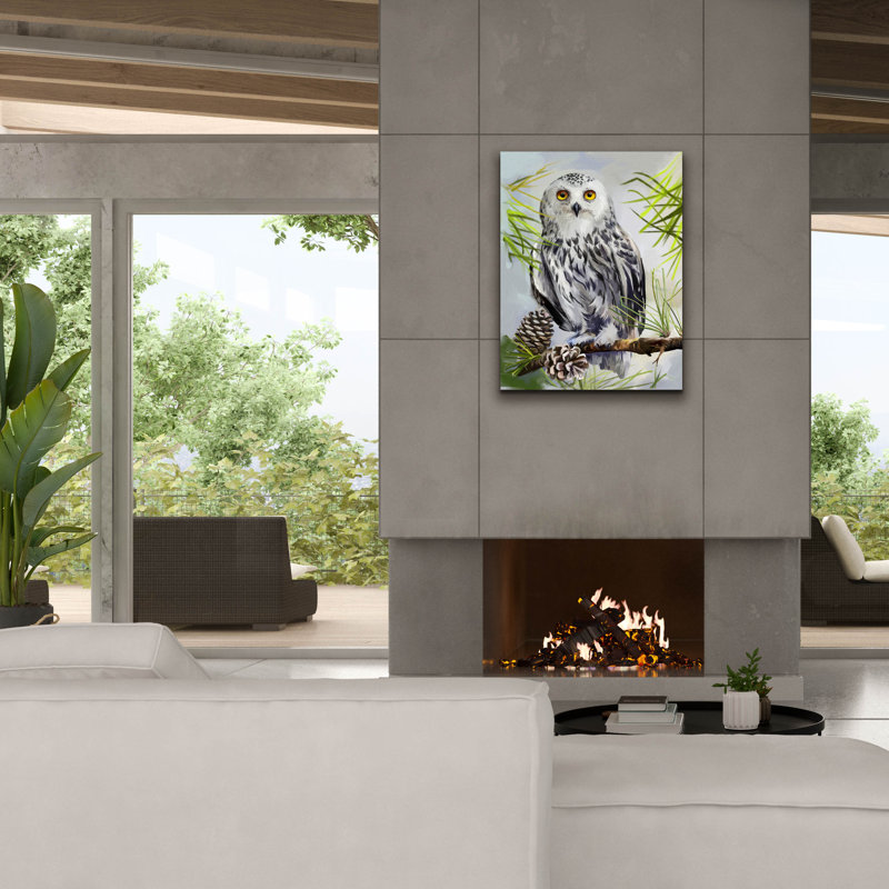  «Harfang des neiges assis sur une branche» par Kajenna, art mural sur toile, 26 po x 34 po, H 34 po x l 26 po