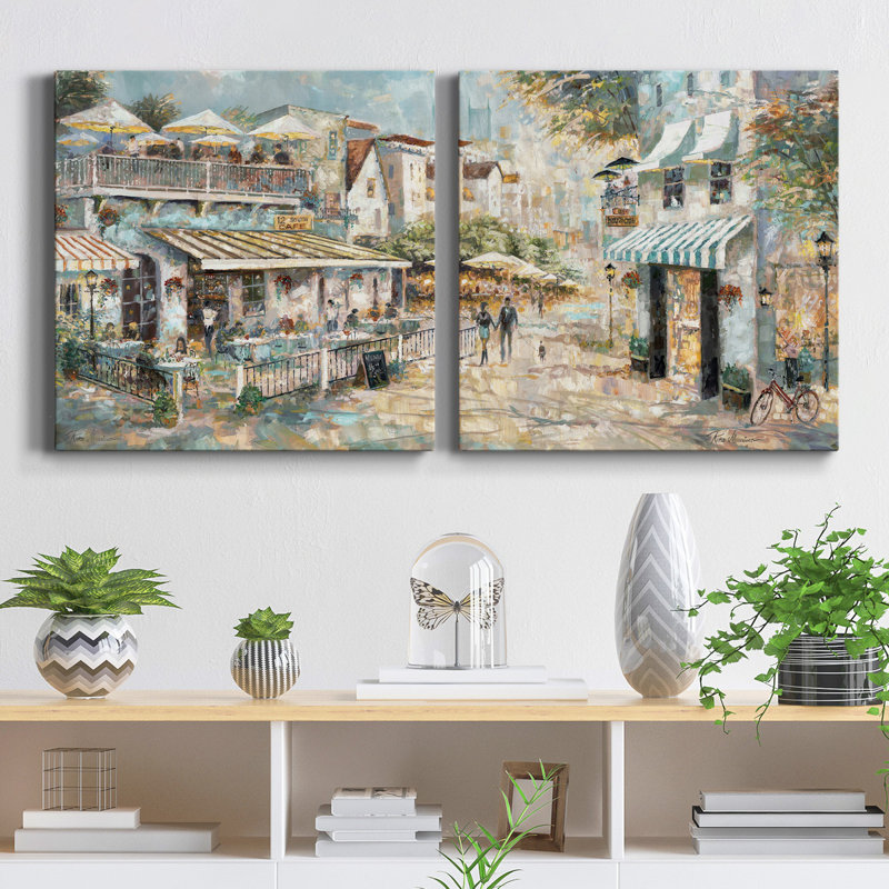 «Rooftop Cafe Détail I», ensemble de 2 reproductions d'art sur toile tendue, H 24 po x l 48 po x P 1 po