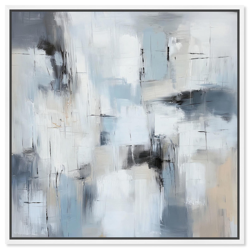 «Blue Yonder» par Art Remedy, H 31 po x l 31 po, Floater Frame, Argent argent