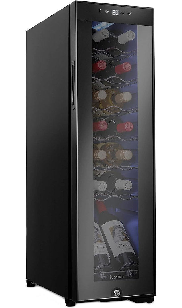 Ivation 9.9'' 14 Bottle Single Zone Free-standing Wine Refrigerator Ivation 
