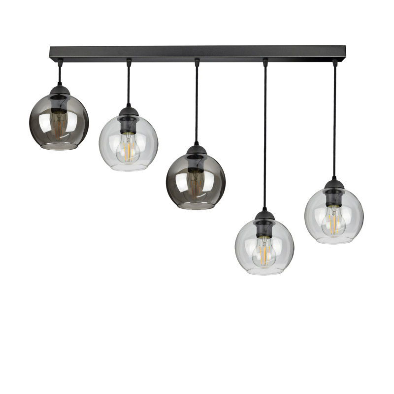 Ashtabula 5-Light Geometric Pendant, Aluminum/Transparent