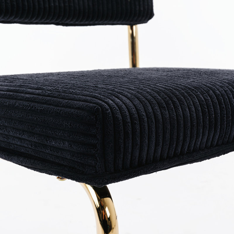 Ensemble de 2 chaises d'appoint modernes en velours côtelé noir avec une base en métal scintillante et 2 chaises de style capitonné