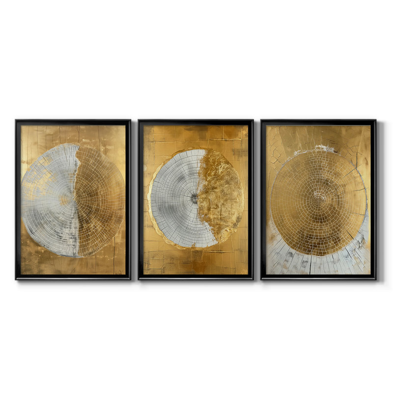 ABSTRACT Series CCXIX - Toile tendue avec châssis sur mesure - 3 pièces, Noir, H 21 po x l 30 po