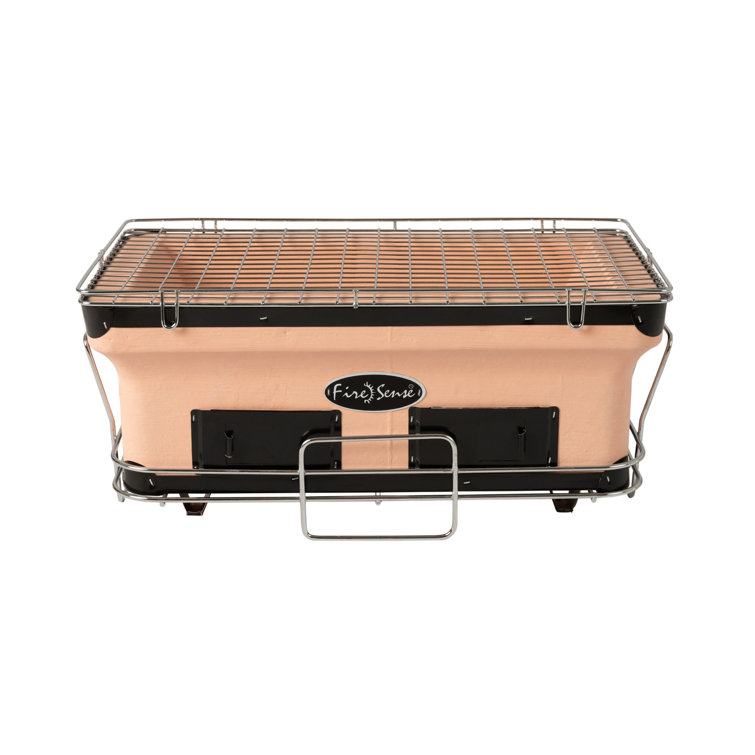 Fire Sense Yakatori Internal Grates Charcoal Chrome Cooking Grill Japanese Table - Large - Tan