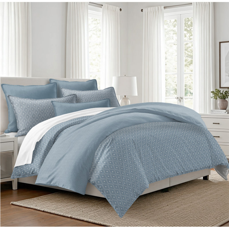 Granite Point Lane, Cornflower Blue, Housse de couette pour grand lit + 5 pièces suppl