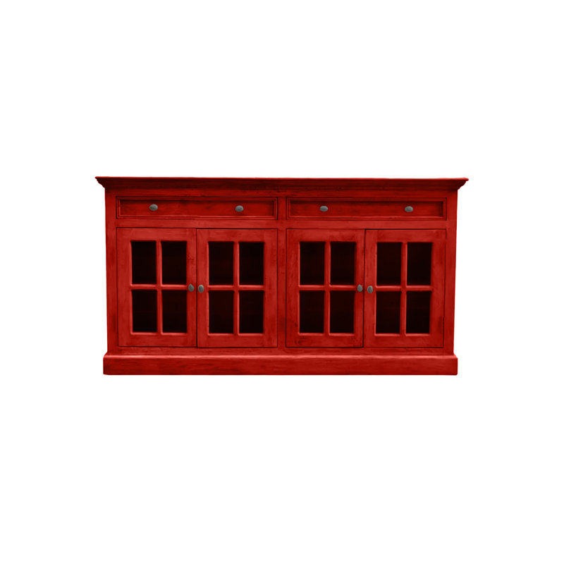 Traditional 70" Sideboard buffet with drawers, Persimmon Red