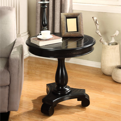 Table d'appoint ronde noire 26 po, base piédestal, table d'appoint 26,5 po noire