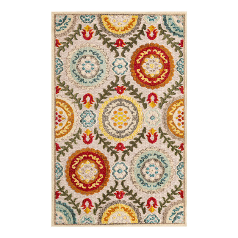 Bungalow Rose Oualida Caimin Indoor/Outdoor Area Rug, Rectangle 4'1" x 6'1"