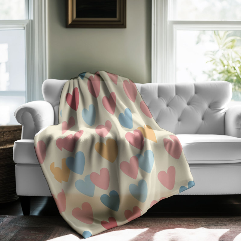 Lovely Pastel Heartfelt - 1 pièce Sherpa Premium, Grand lit