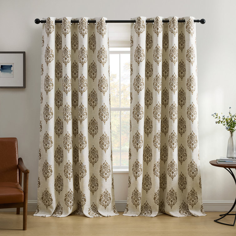 Blanford Medallion Print Room Darkening Thermal Grommet Top Single Curtain Panel