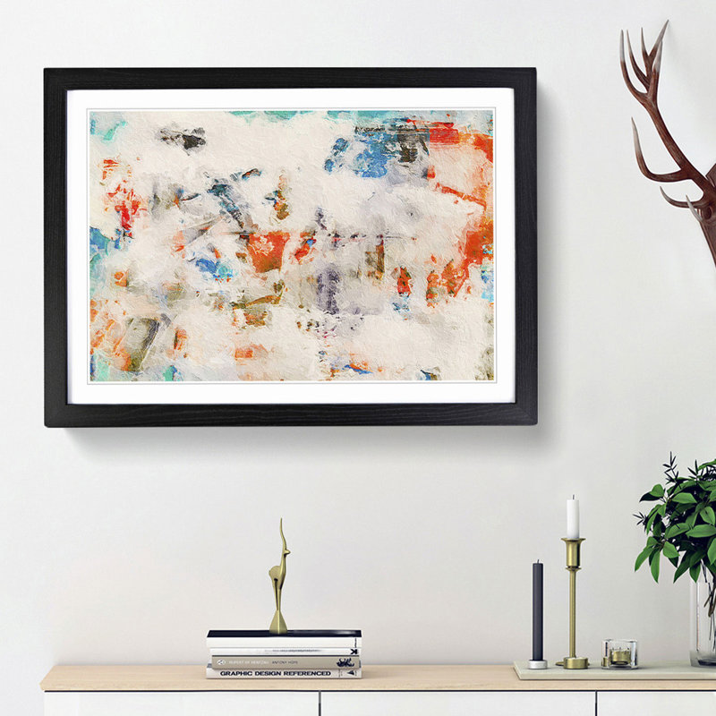 Abstract Art Painting Vol.129 by S.Johnson - Framed Print, Black Framed, 45cm H x 63cm W x 2cm D