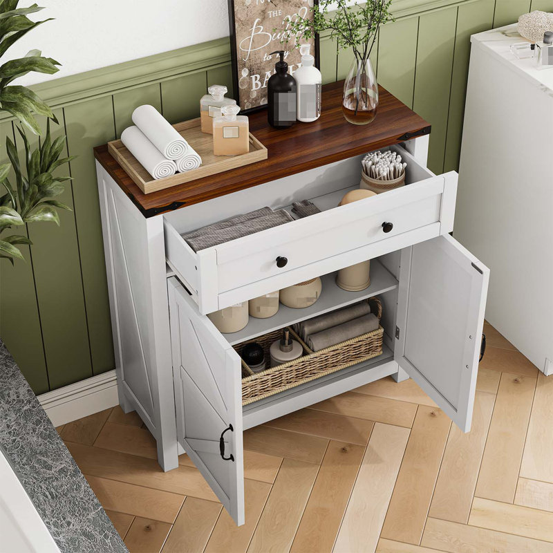 Versatile Farmhouse Buffet Cabinet with Multiple Storage Compartments for Every Home, Brown/White