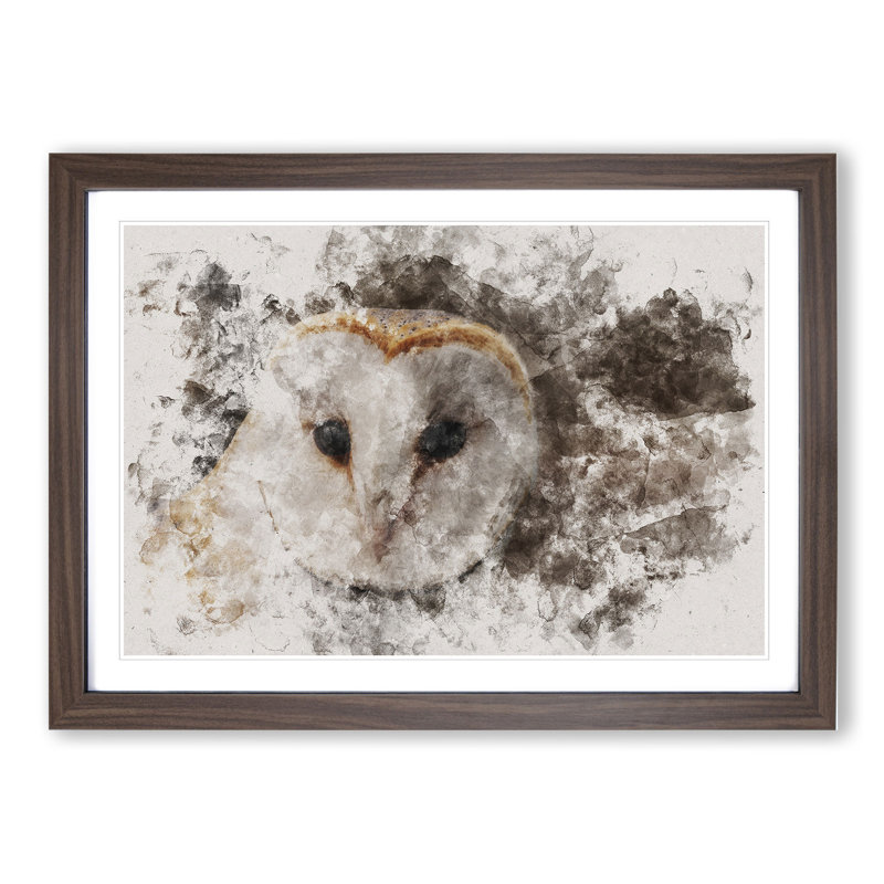 Barn Owl Vol.1 - Picture Frame Graphic Art, Walnut, 65cm H x 90cm W x 2cm D