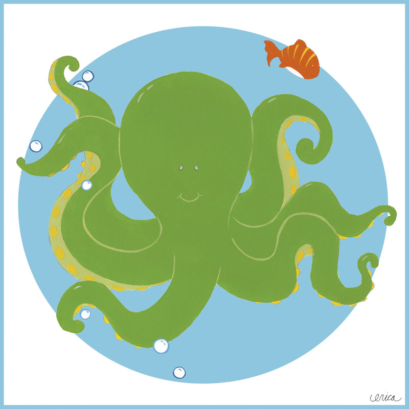 Olga The Octopus - Wrapped Canvas Print, 30cm H x 30cm W x 3.8cm D