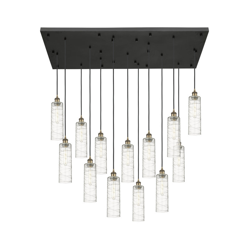 Caius - Luminaire suspendu à cordon 54 lumières 13 po, Laiton brossé, Tourbillon déco