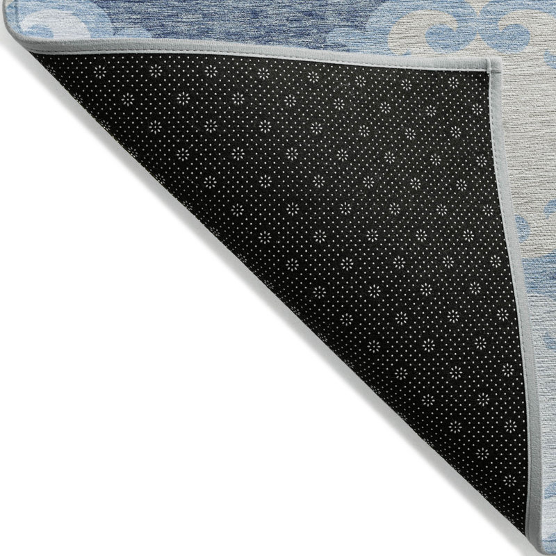 Tapis extérieur lavable à motif de treillis bleu ciel et ivoire 9 pi x 12 pi