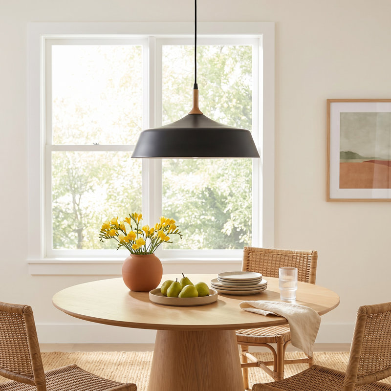 Edmar 1 - Light Single Pendant, Black/Wood