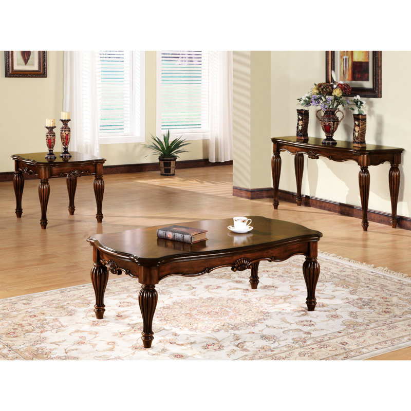 Traditional Style Cherry Wood Table With Fluted Legs And Ample Space Classic Rectangular Display Area