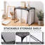Ensemble de 4 tablettes de rangement en métal empilables noires, 10 x 11 x 12 pouces-134589384