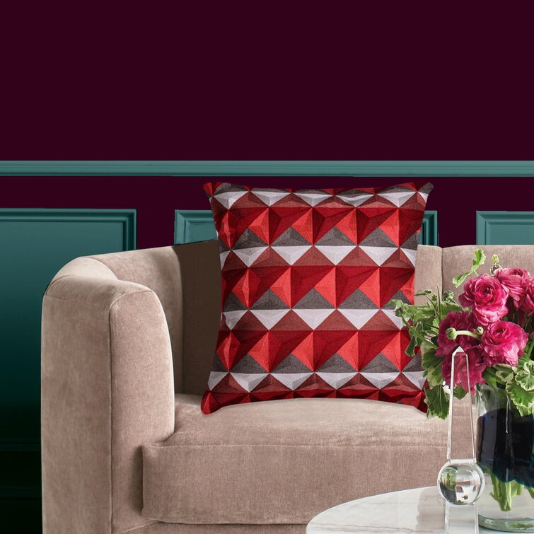 Corrigan Studio® Red Gray Throw Pillow Cover Embroidered Farmhouse