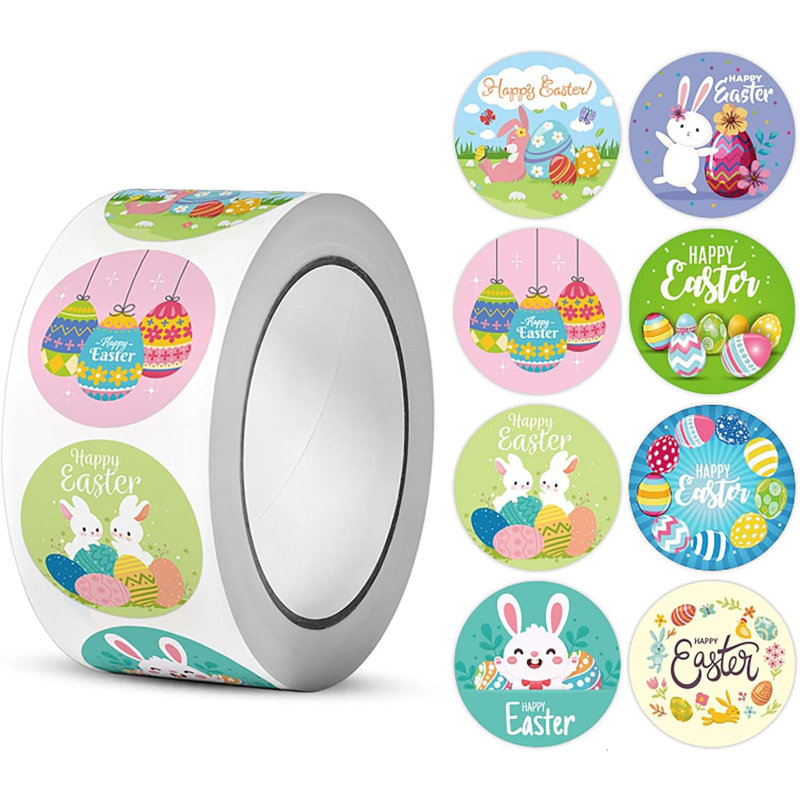 500 pièces, autocollants de Pâques, autocollants de lapin, œufs mignons, autocollants pour enfants, joyeuses Pâques, fournitures de fête, décorations-cadeaux