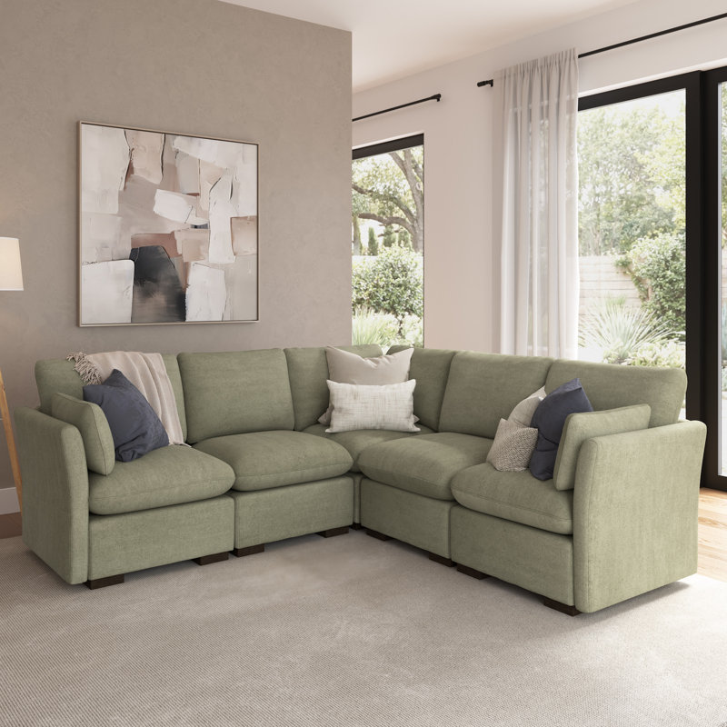Modulaire modulaire 4 places, meubles de salon, Polyester vert doux