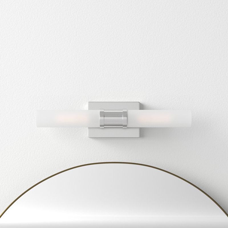 Evelien Brushed Nickel 2-Light Frosted Glass Vanity Light