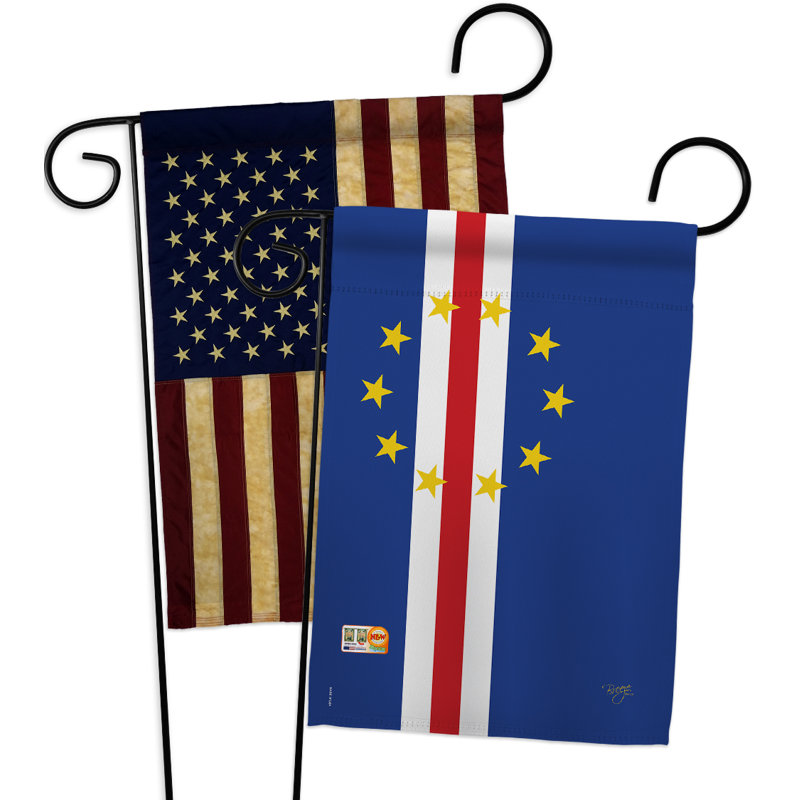 Ensemble de drapeaux décoratifs en polyester 2 faces 19 x 13 po 2 pièces cape verde impressions