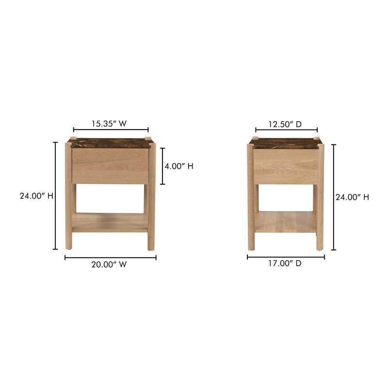 Elio 1 - Drawer Solid Wood Nightstand