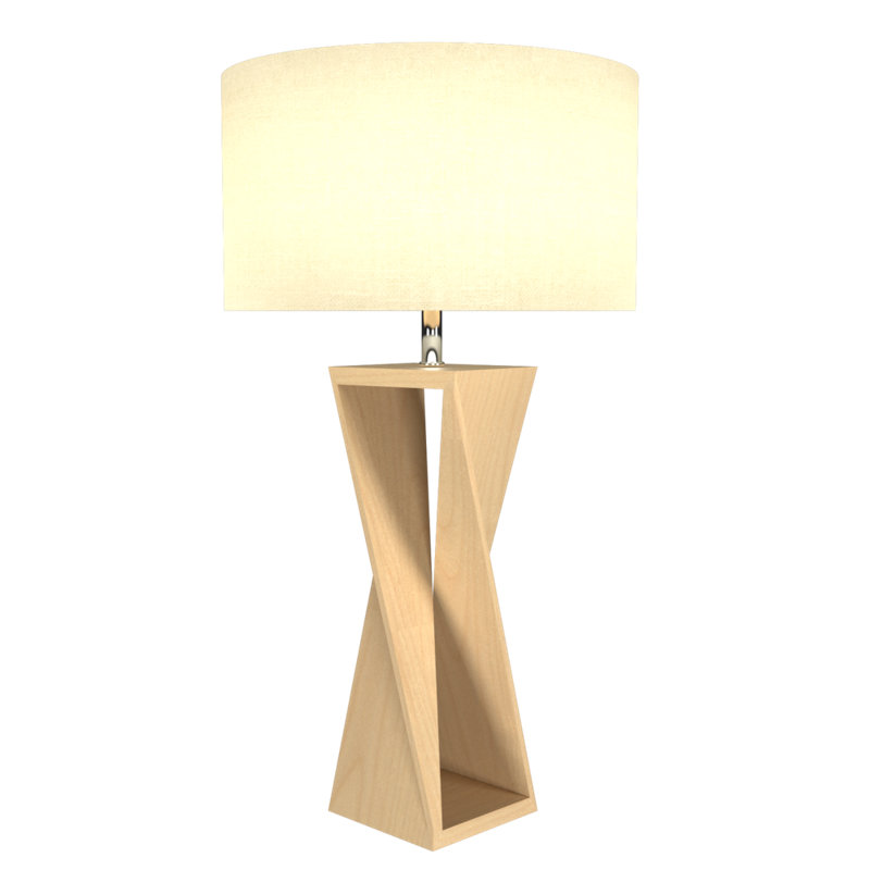 Maple Wood Contemporary Table Lamp with Veneer Finish