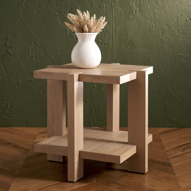 Quigley Square Wood Accent Table, Weathered Gray